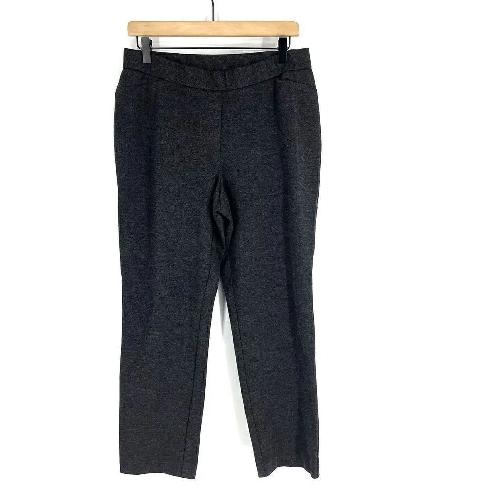 J Jill Pants Size Medium Petite Gray Ponte Slim Leg Stretch Pull On High Rise